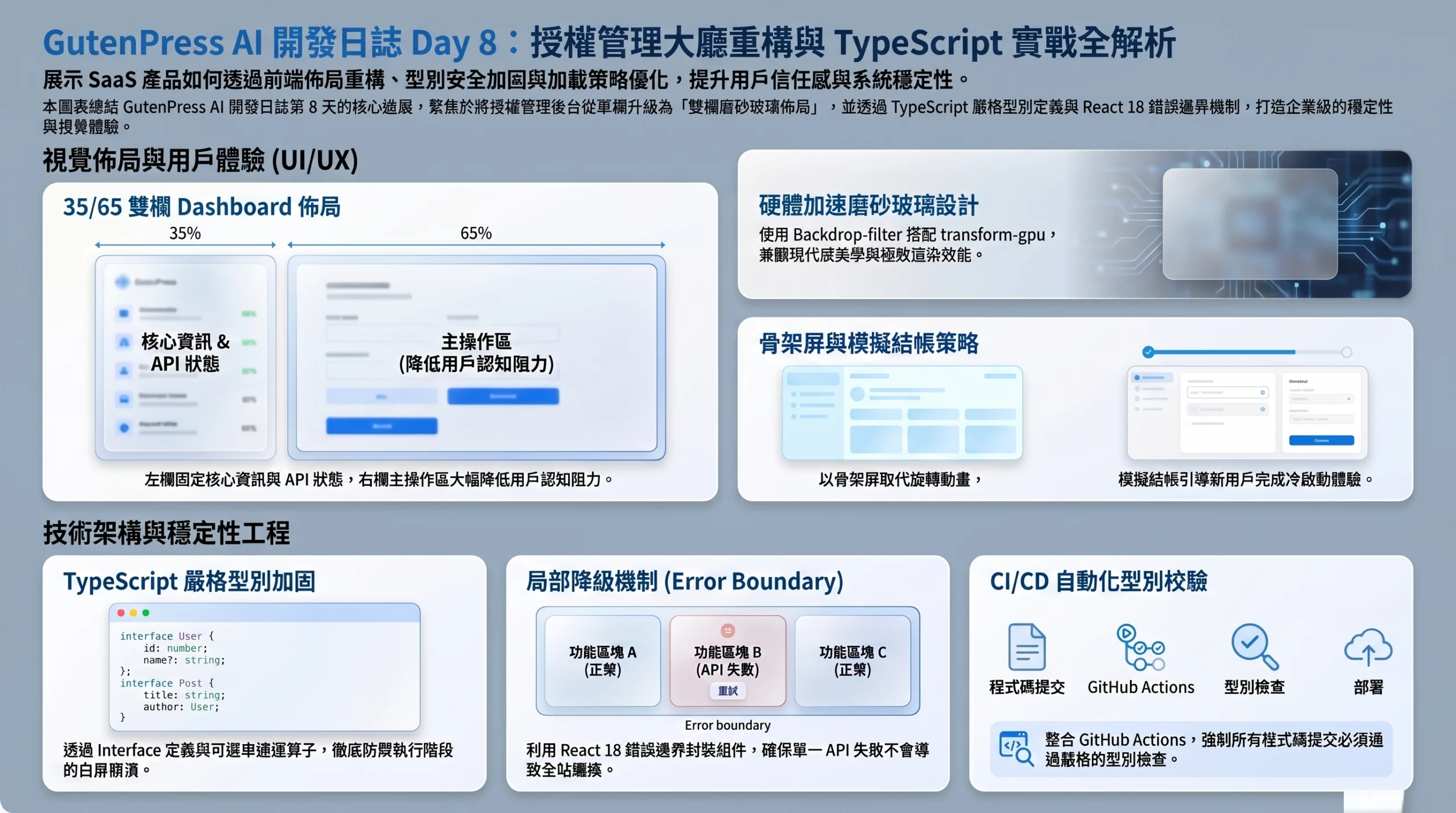 GutenPress AI 開發日誌：Day 8 — 授權管理大廳雙欄化重構與 TypeScript 型別安全實戰